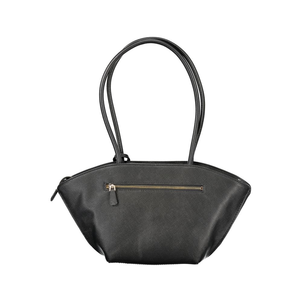Schwarze Damen-Handtasche aus Polyurethan
