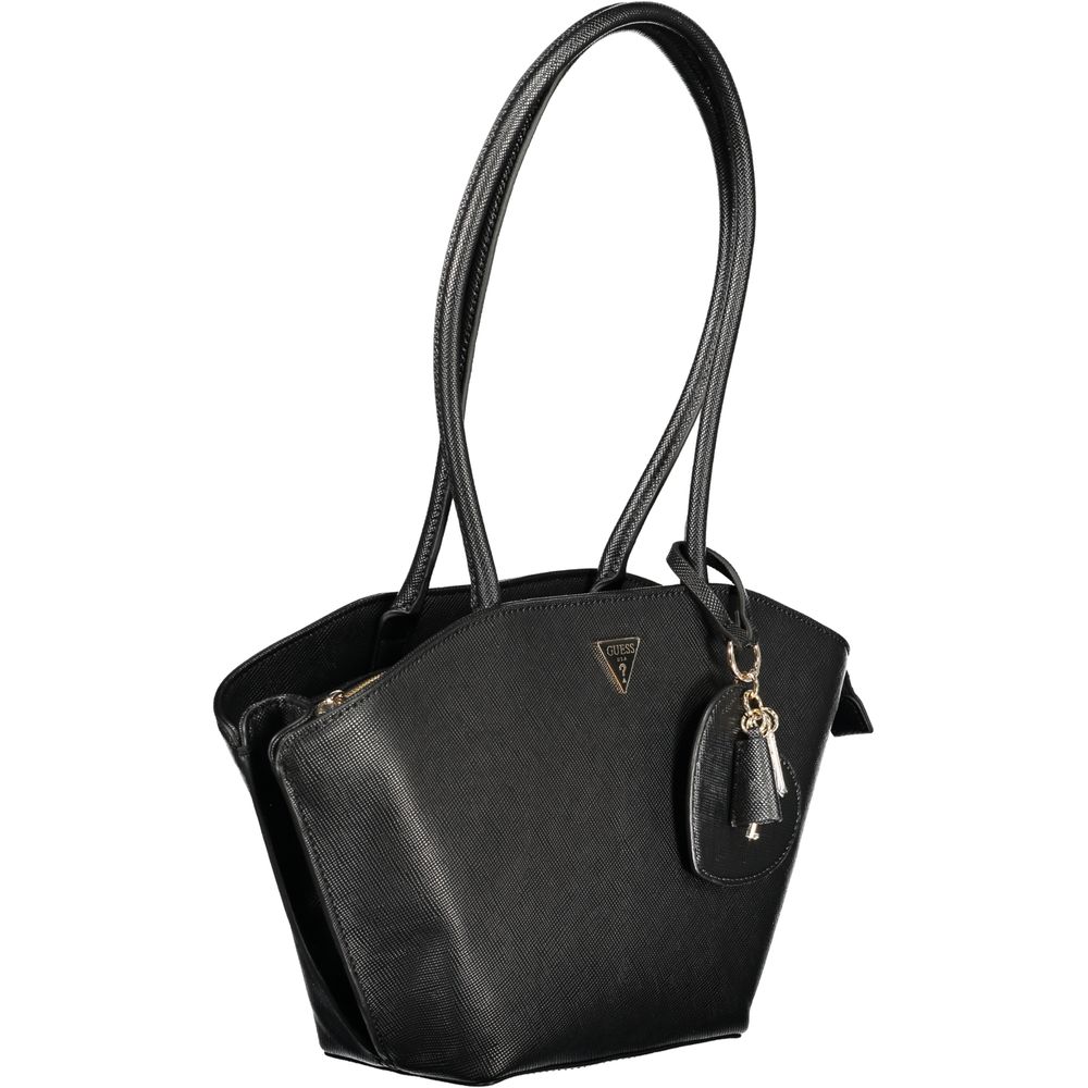 Schwarze Damen-Handtasche aus Polyurethan