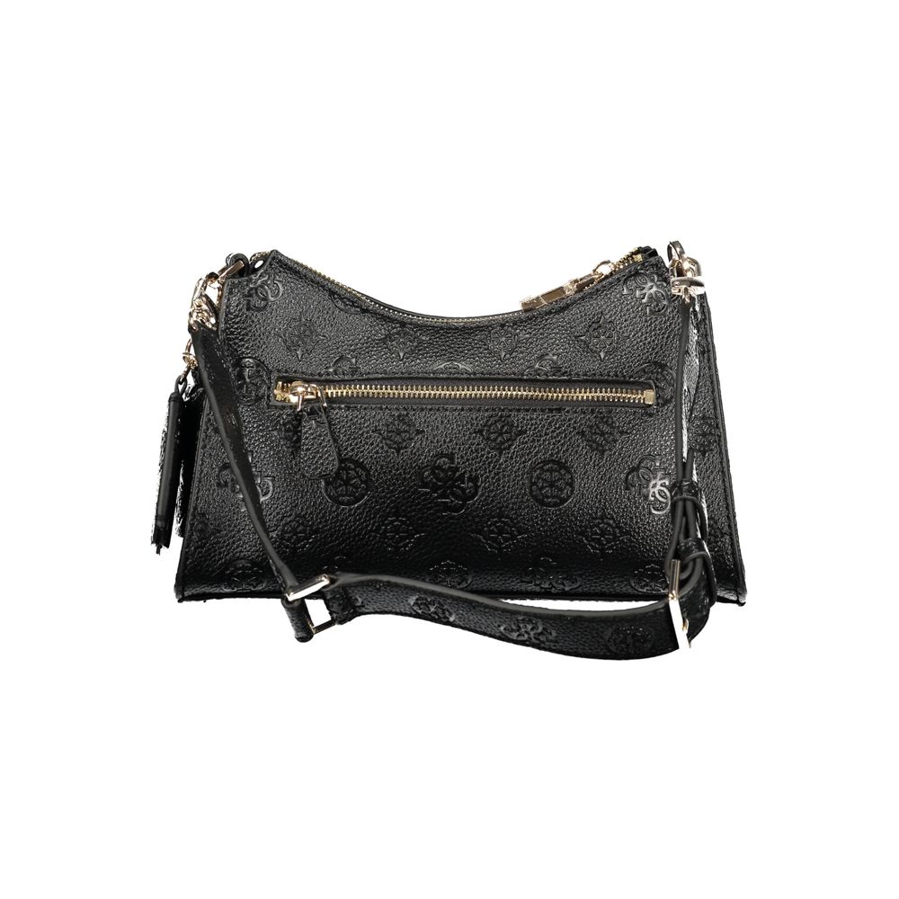 Schwarze Damen-Handtasche aus Polyurethan