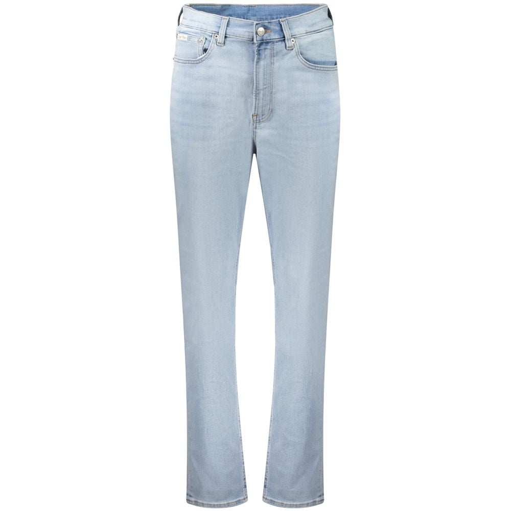 Blaue Baumwolljeans mit geradem Bein