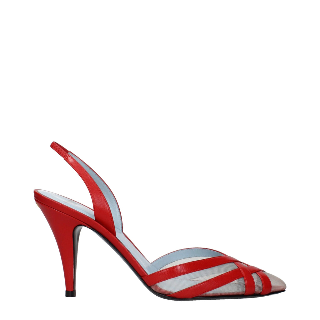 Rote Leder-Stilettosandalen