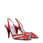 Rote Leder-Stilettosandalen