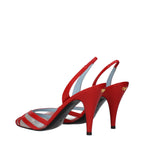 Rote Leder-Stilettosandalen