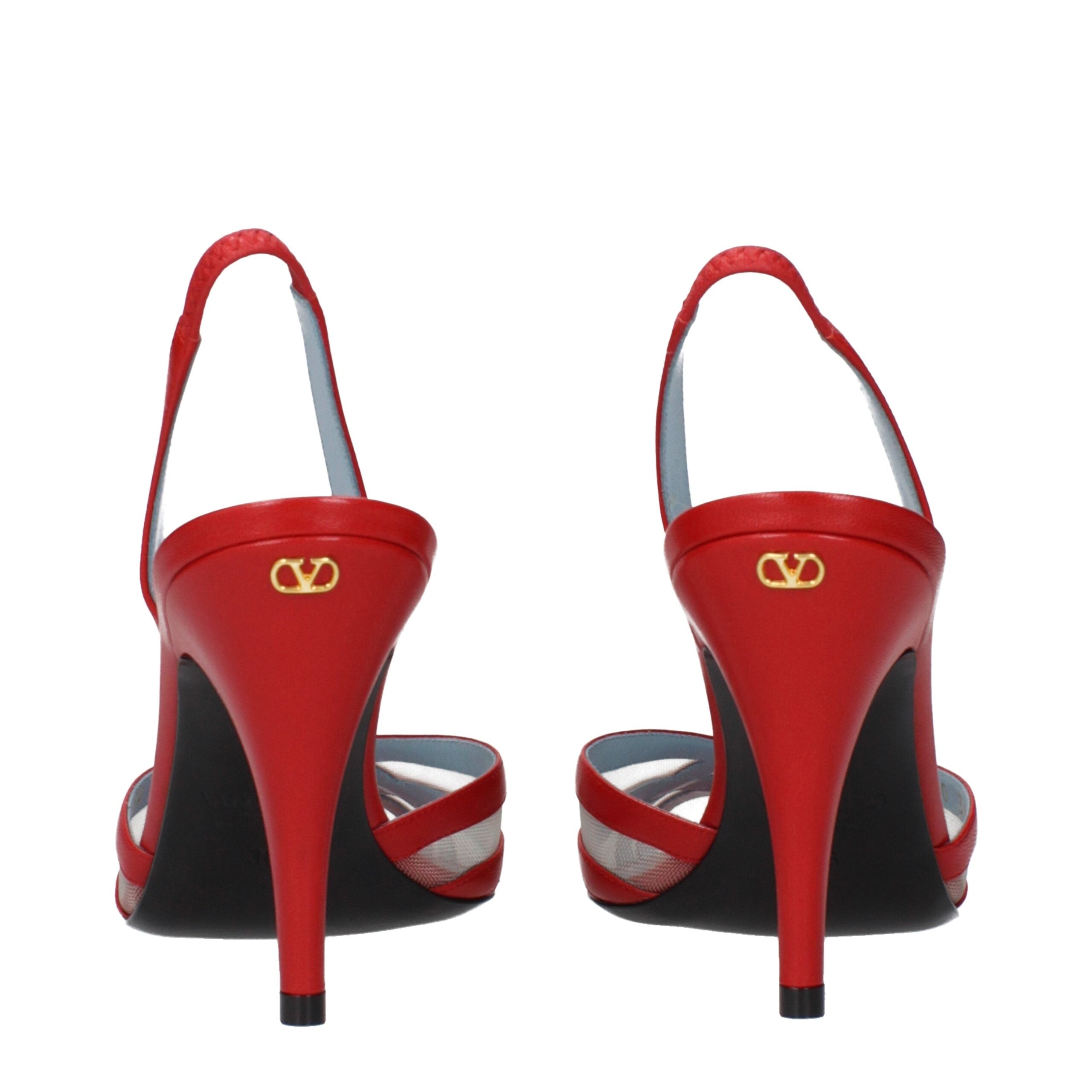Rote Leder-Stilettosandalen