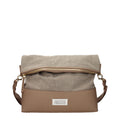 Beige Stoff-Schultertasche