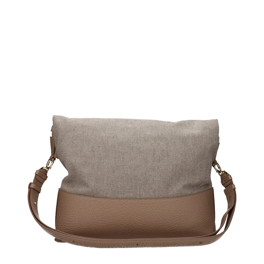 Beige Stoff-Schultertasche
