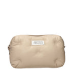 Beige Leder Clutch Bag
