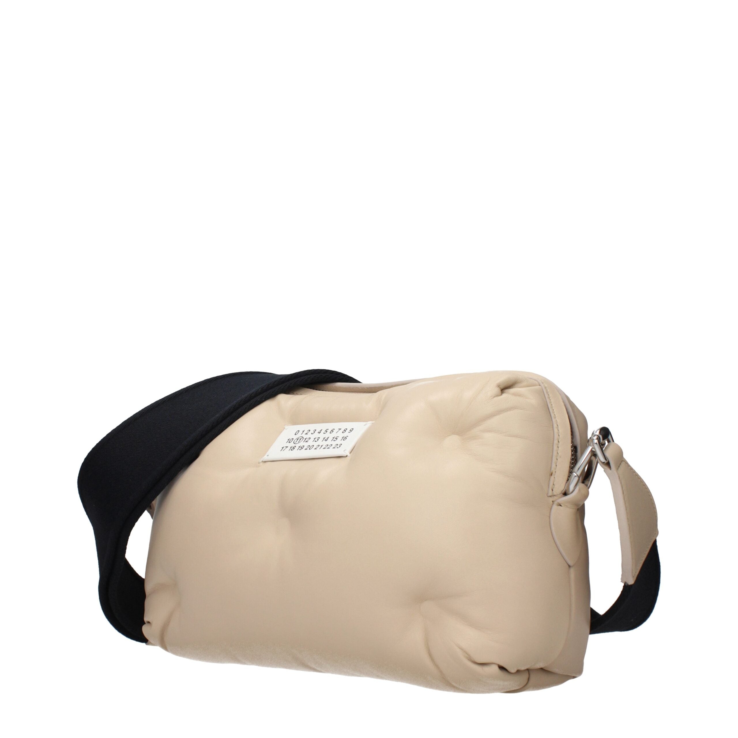 Beige Leder Clutch Bag