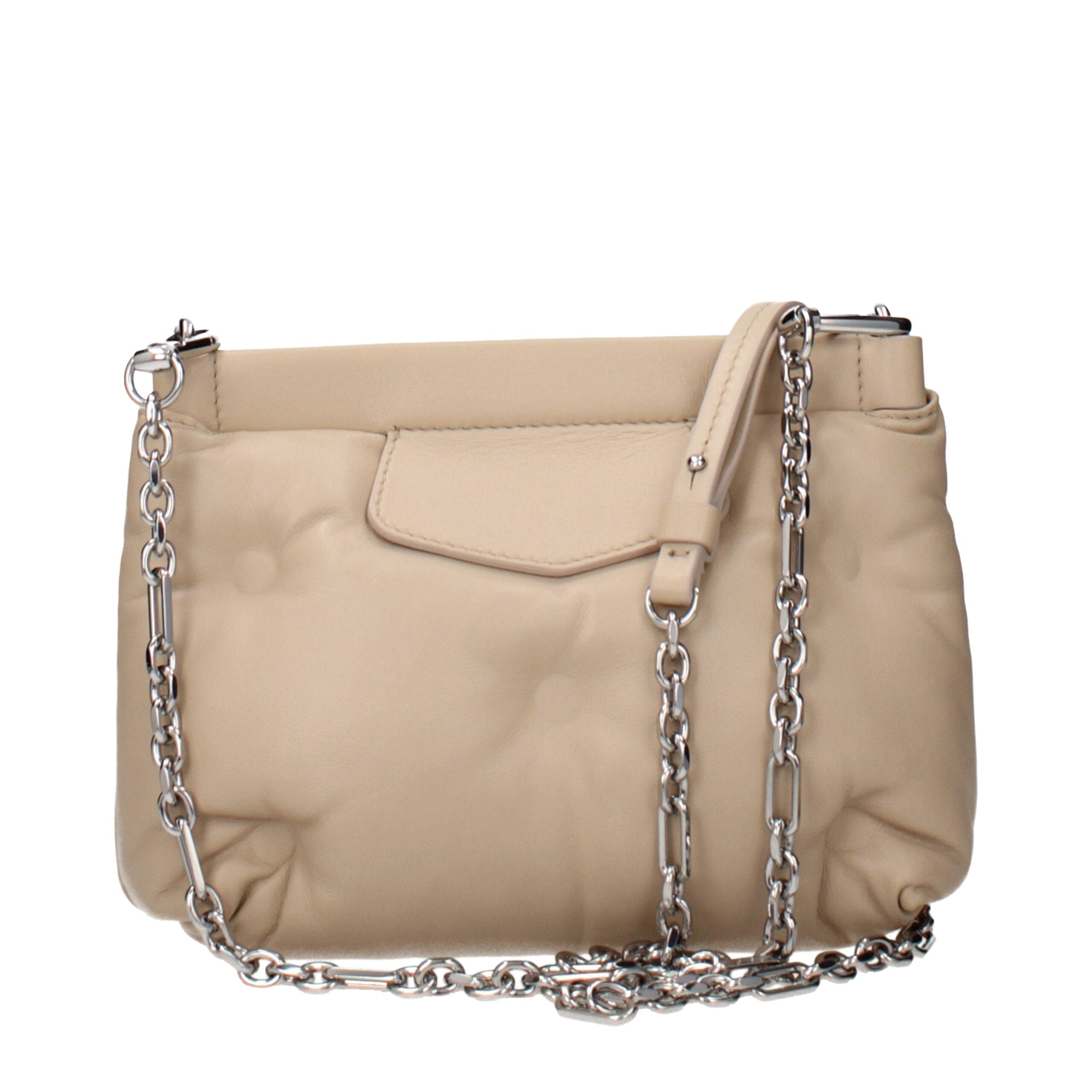 Beige Leder Crossbody Bag