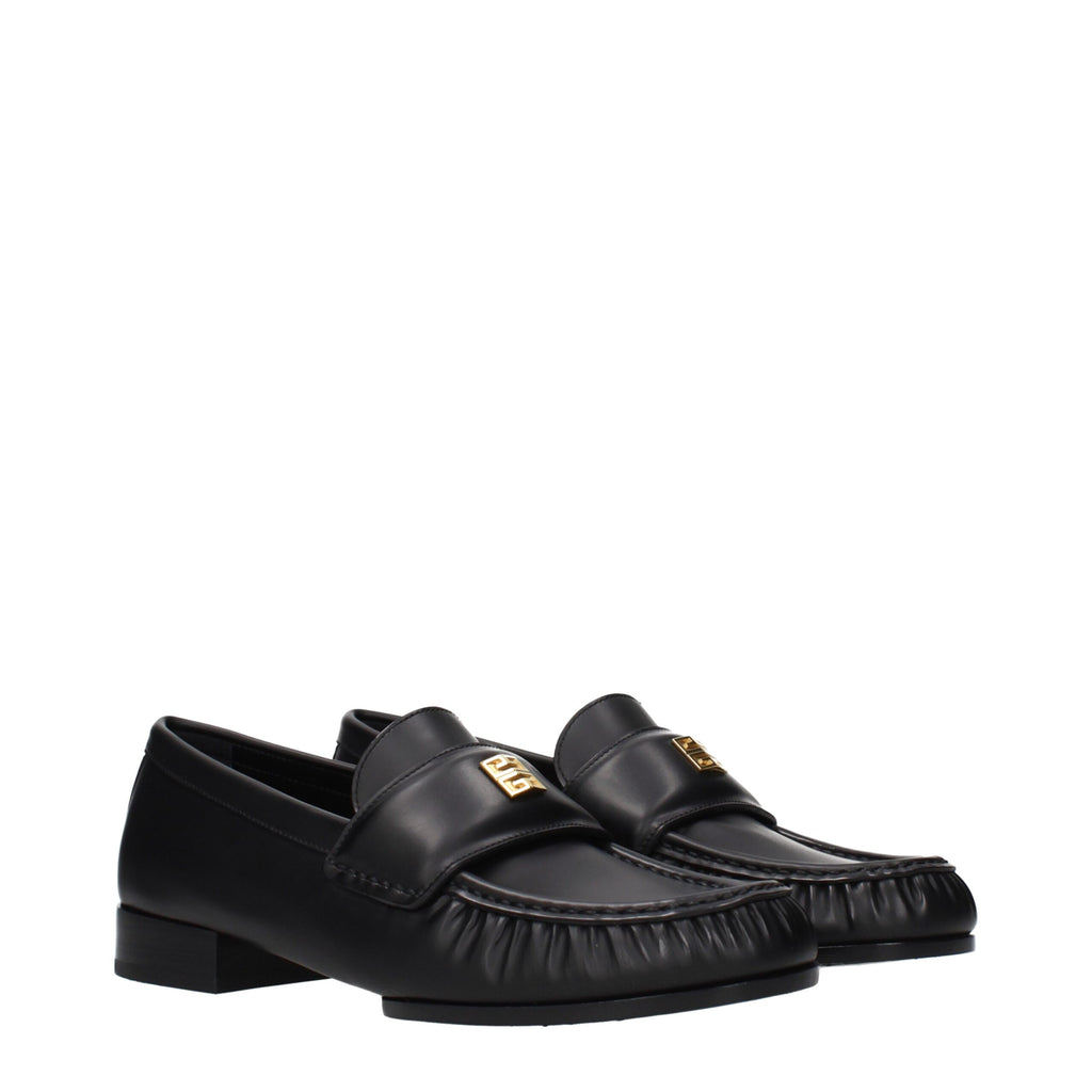Schwarze Leder Loafer zum Hineinschlüpfen