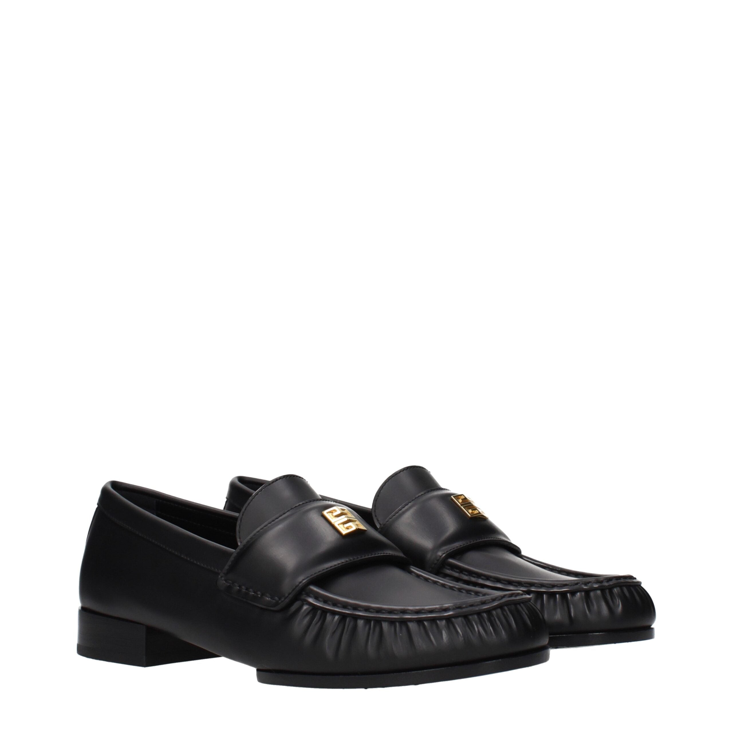 Schwarze Leder Loafer zum Hineinschlüpfen