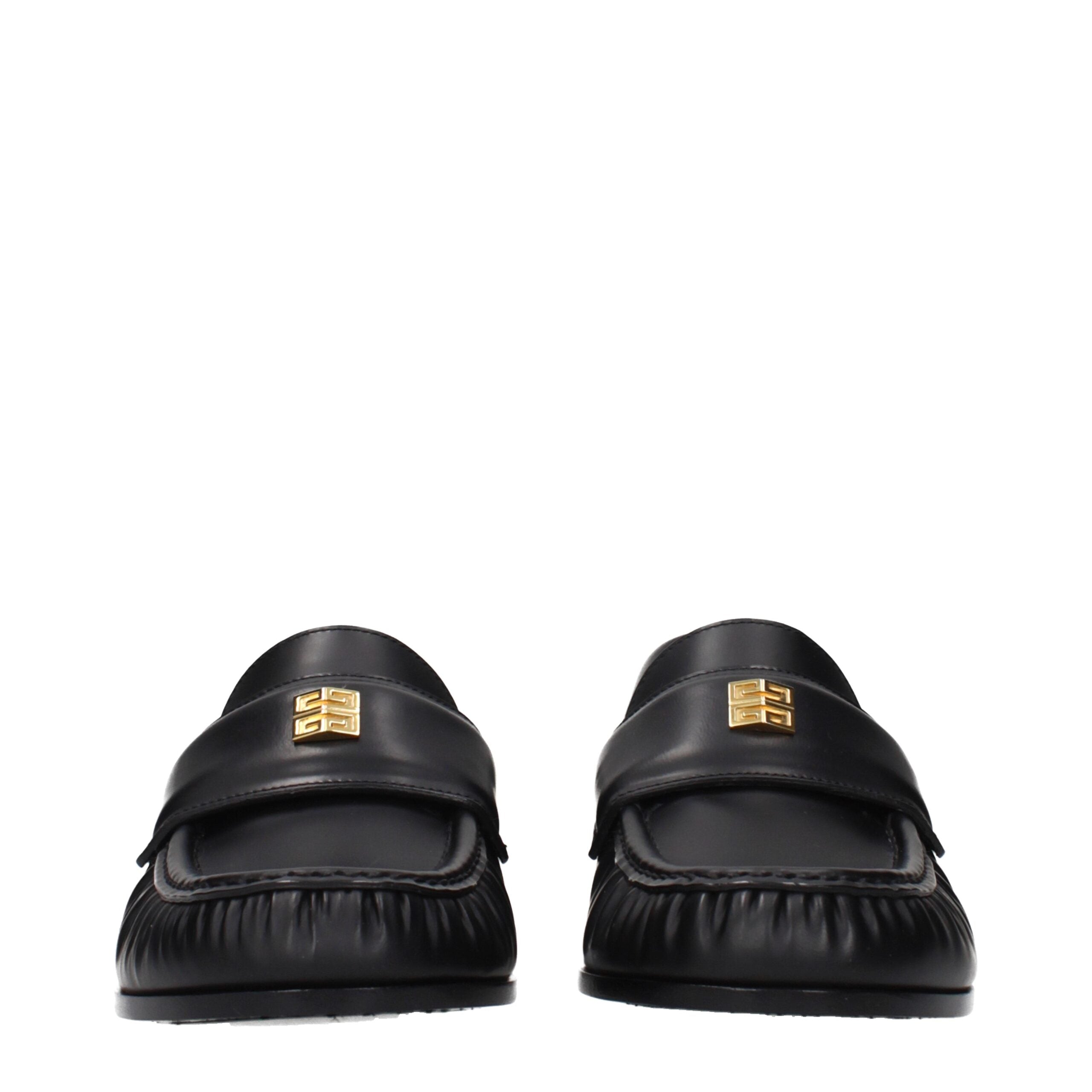 Schwarze Leder Loafer zum Hineinschlüpfen