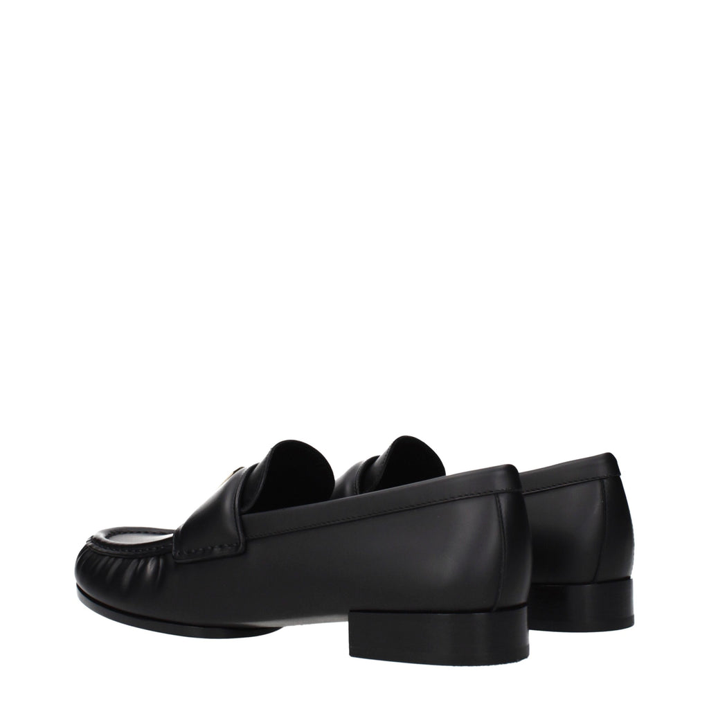 Schwarze Leder Loafer zum Hineinschlüpfen