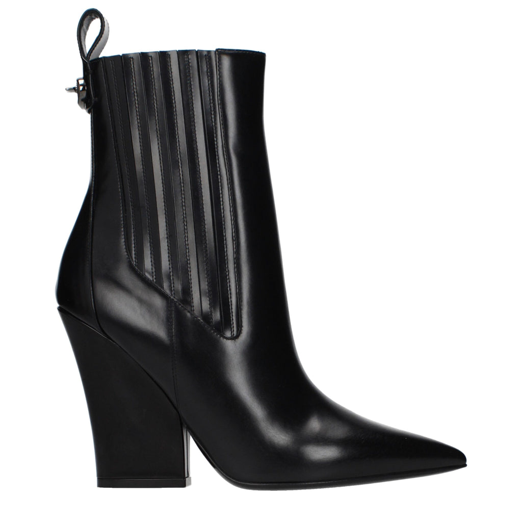 Schwarze Leder-Stiefeletten