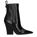 Schwarze Leder-Stiefeletten