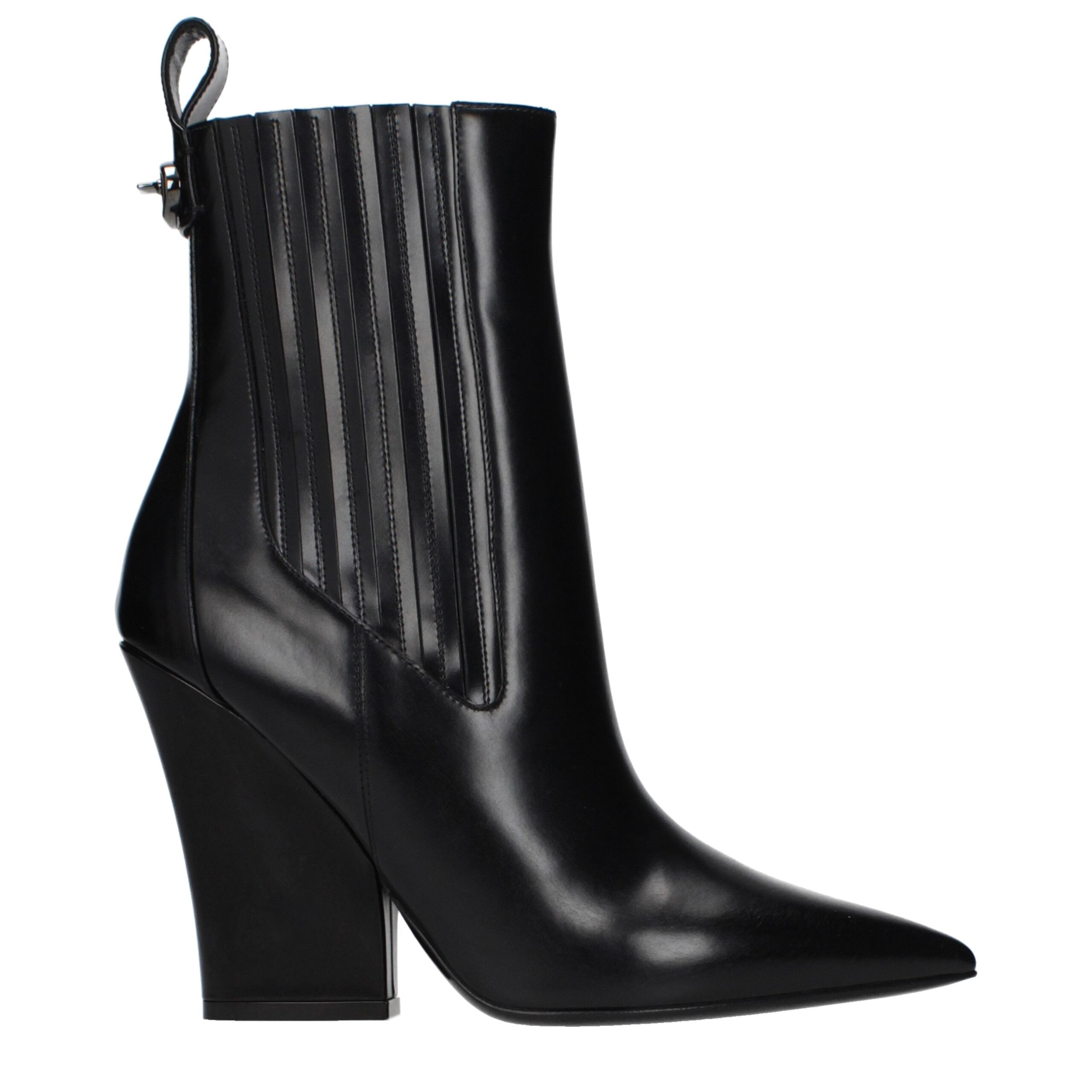 Schwarze Leder-Stiefeletten