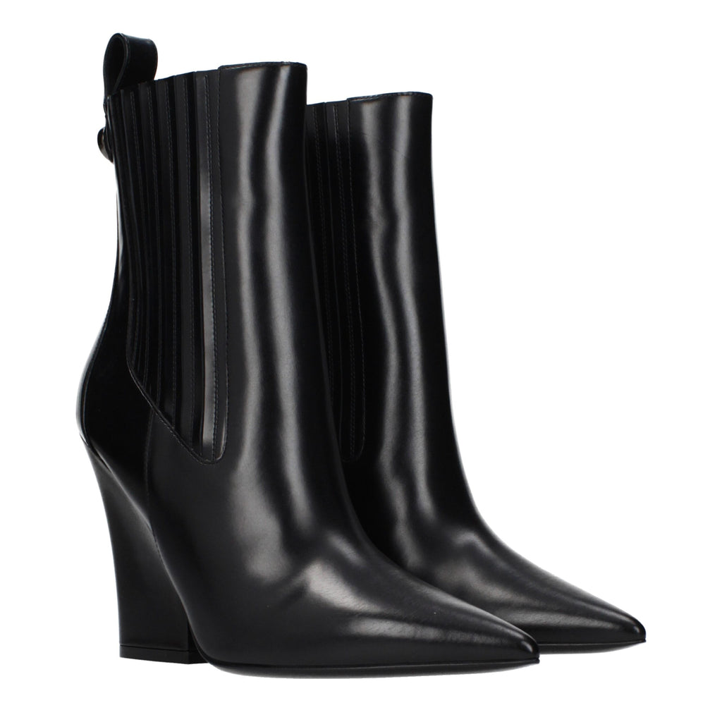 Schwarze Leder-Stiefeletten