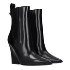 Schwarze Leder-Stiefeletten