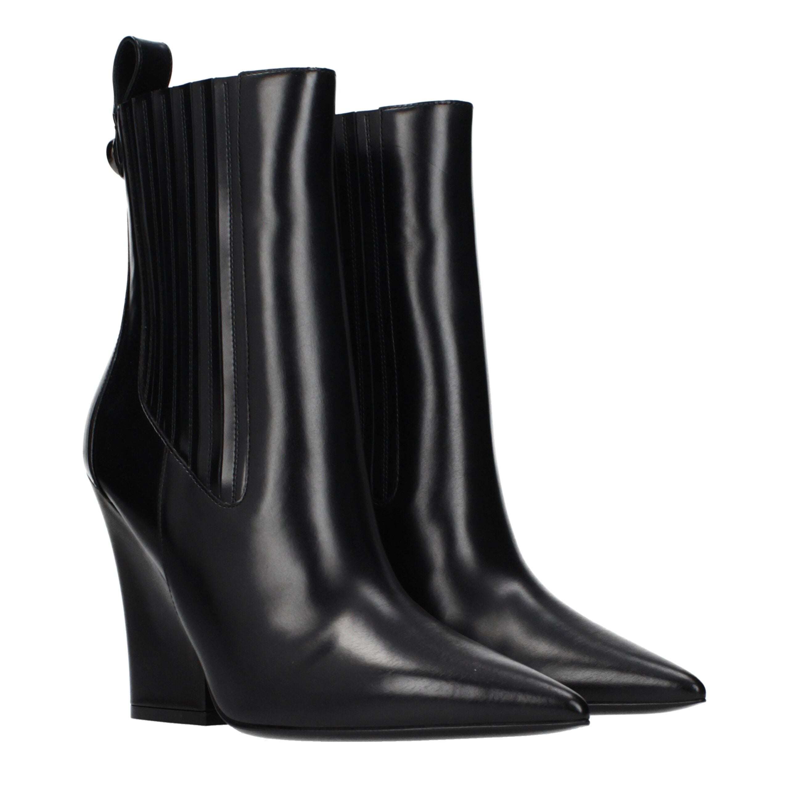 Schwarze Leder-Stiefeletten