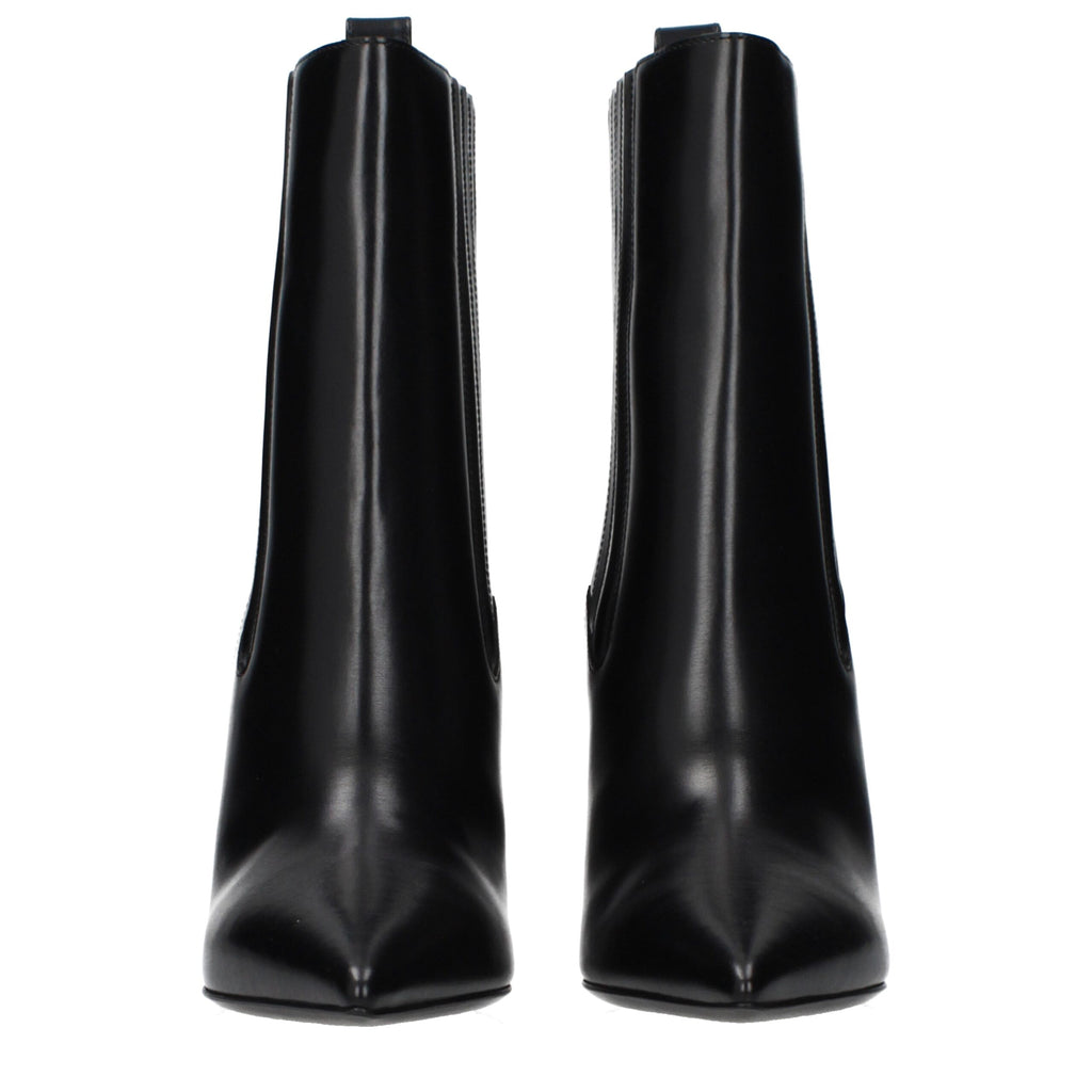 Schwarze Leder-Stiefeletten