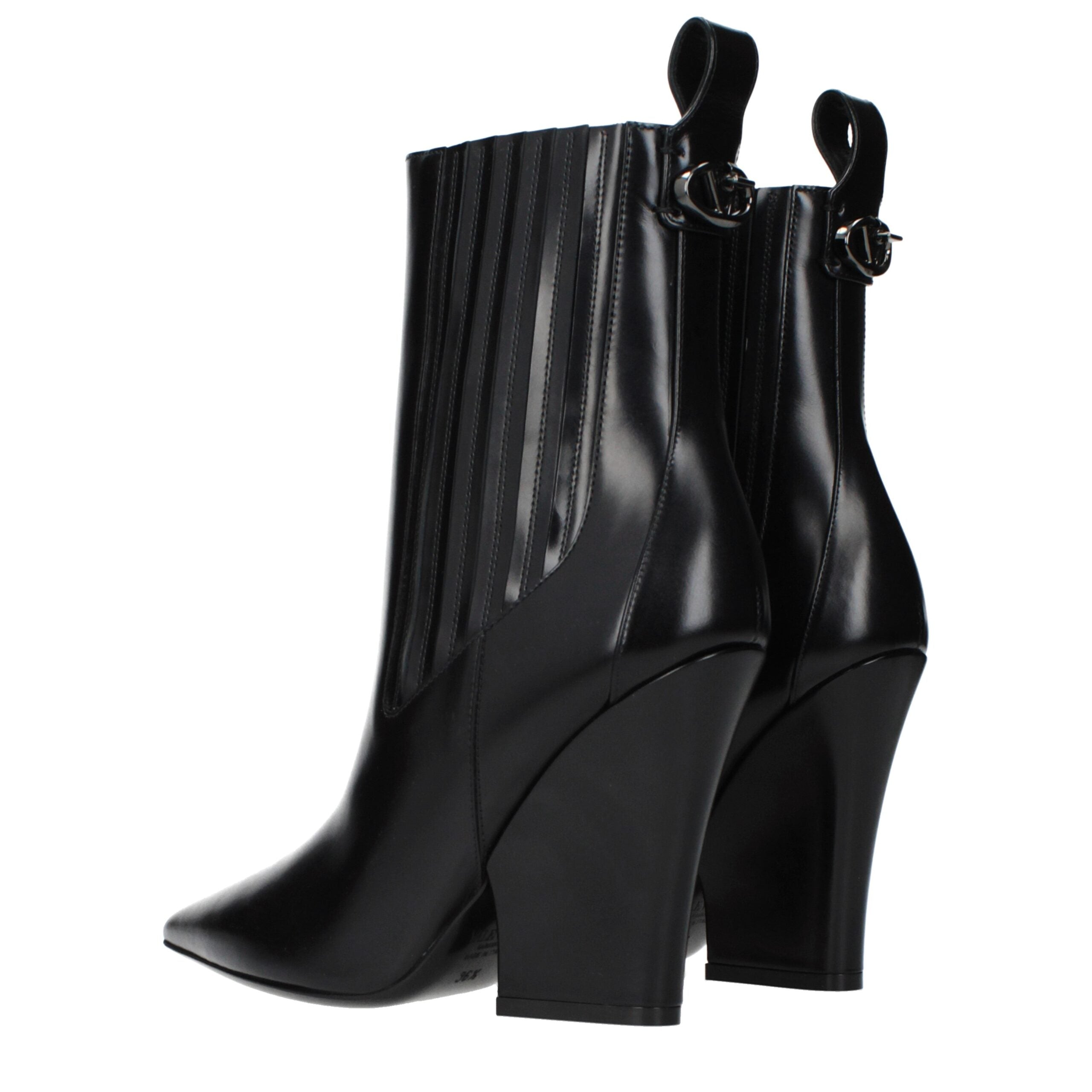 Schwarze Leder-Stiefeletten