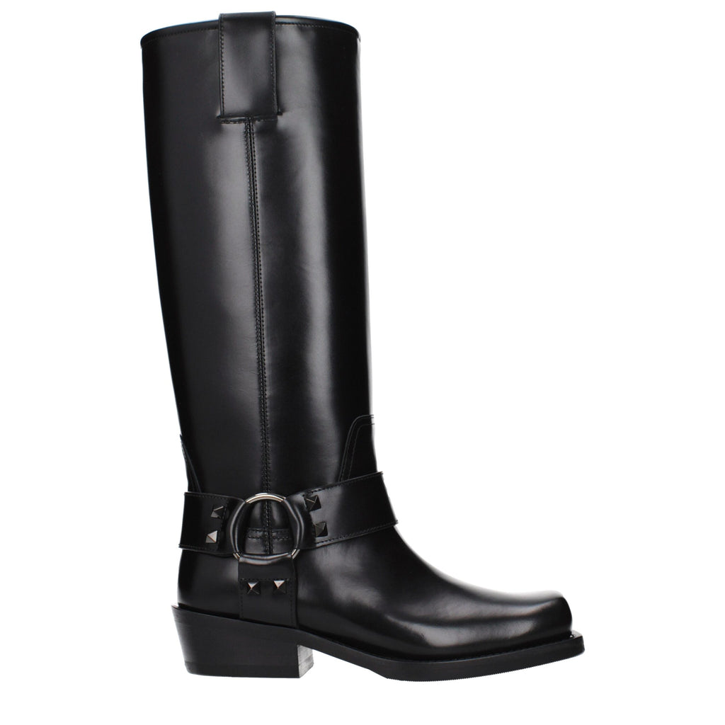 Schwarze Lederstiefel