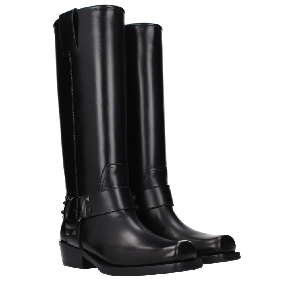 Schwarze Lederstiefel
