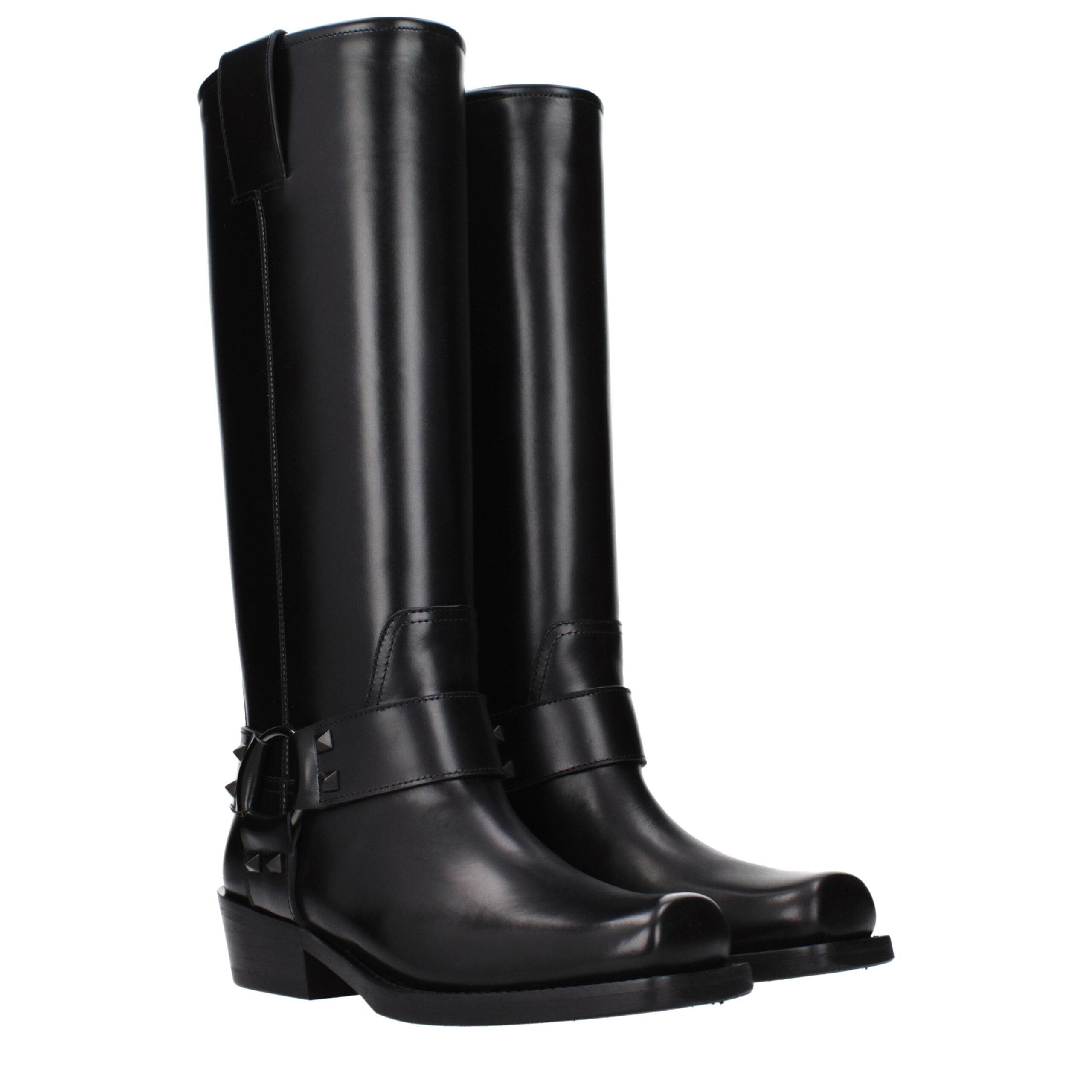 Schwarze Lederstiefel