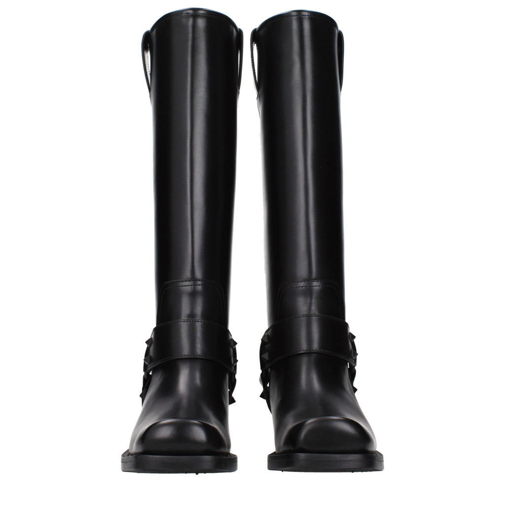 Schwarze Lederstiefel