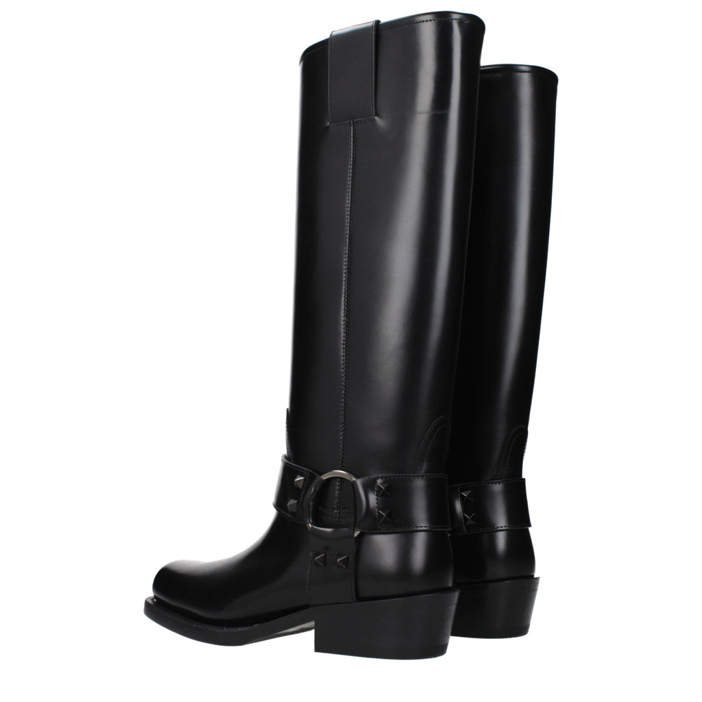 Schwarze Lederstiefel