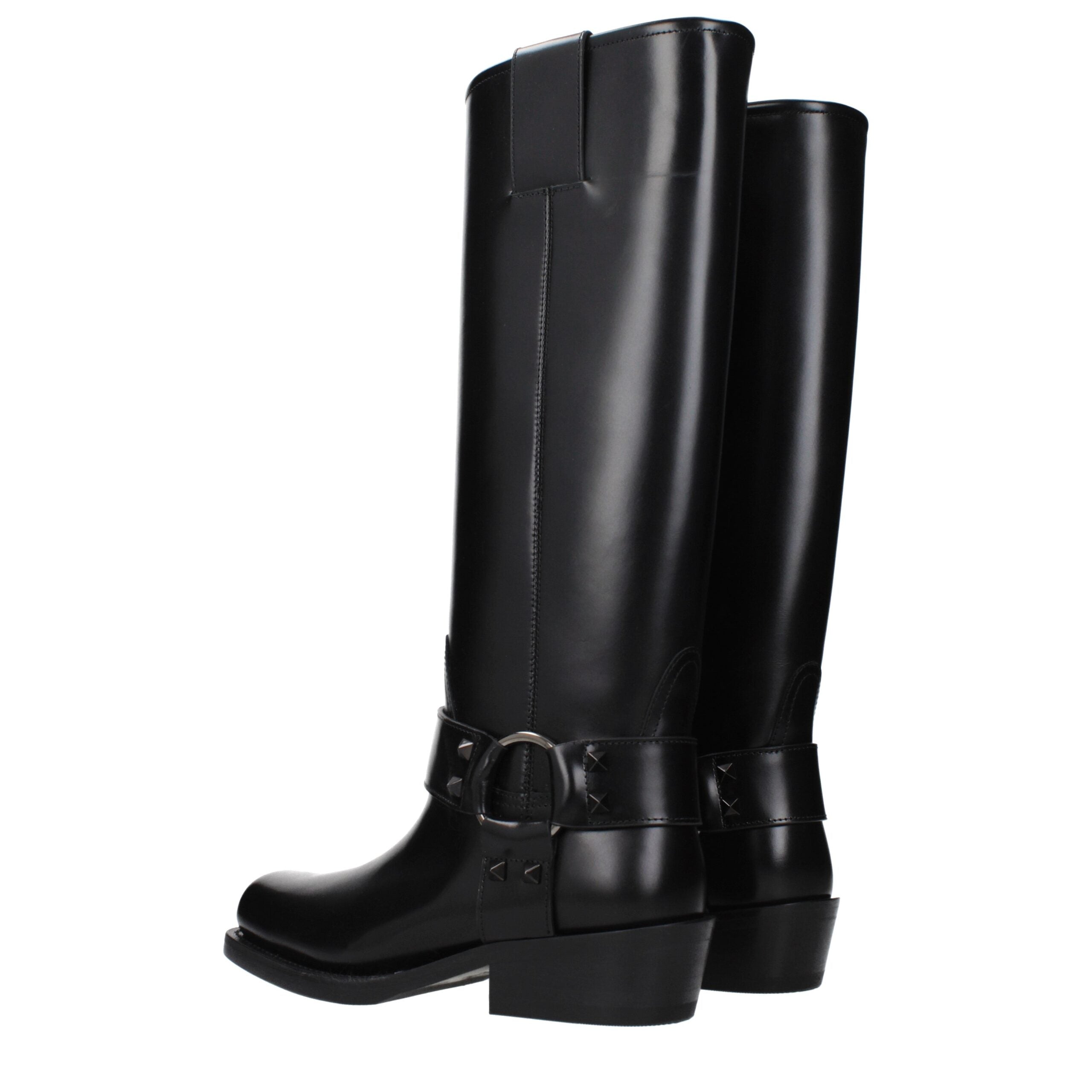 Schwarze Lederstiefel